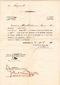 Aanstelling tot sergeant Anne Maas Geesteranus (1871-04-11)